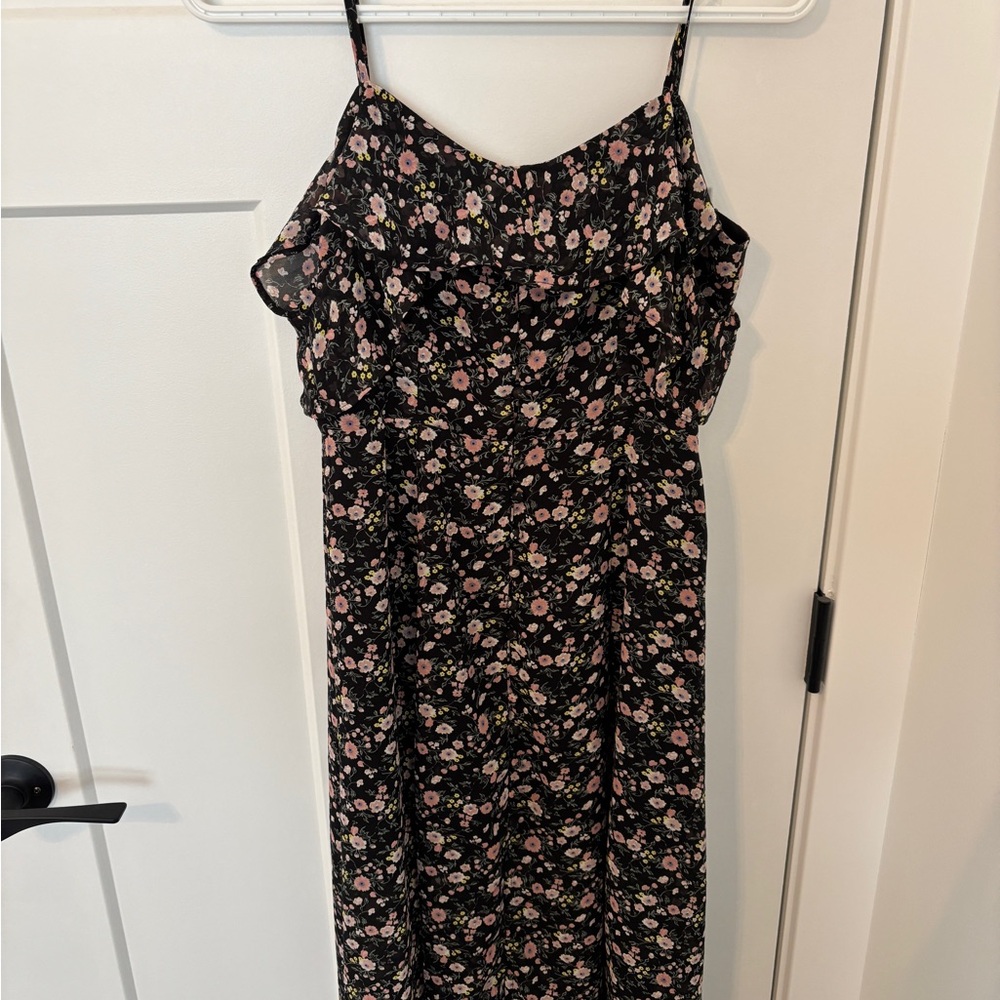re:named Black Floral Strapless Dress